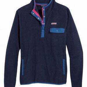 Vineyard Vines Blue Pink Boxy Polo Sweatshirt